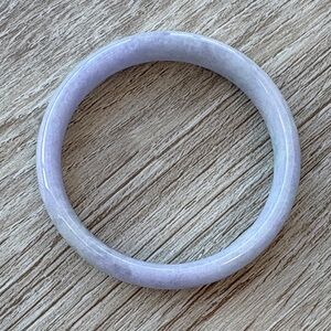 Vintage Type A Untreated Burmese Jade Cap-Cut Bangle - Lavender/Green 6.25”- NEW